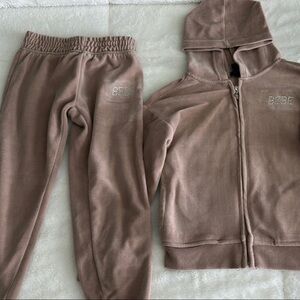 Kids Cozy Fleece Set in tan by BEBE